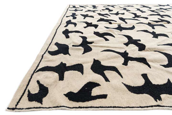 6' 8 x 9' 8 Hand Woven Kilim Suzani Wool Rug