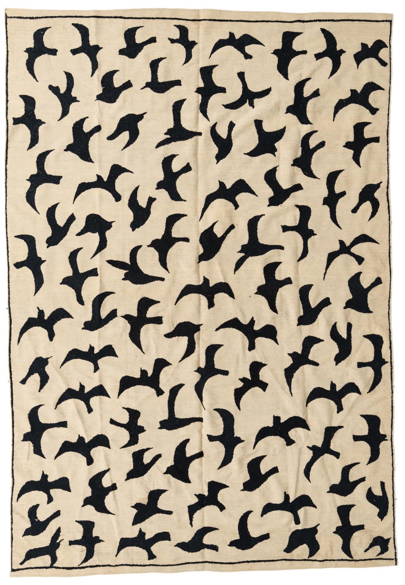 6' 8 x 9' 8 Hand Woven Kilim Suzani Wool Rug