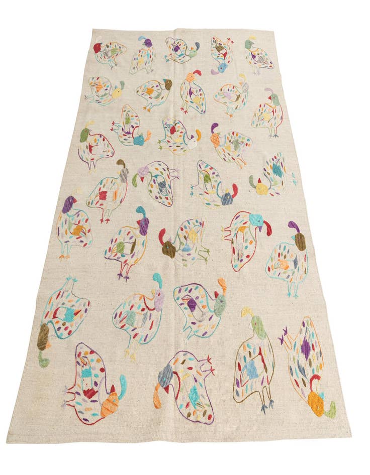 Detail image of 5' 2 x 6' 1  Hand Woven Kilim Suzani Wool Rug