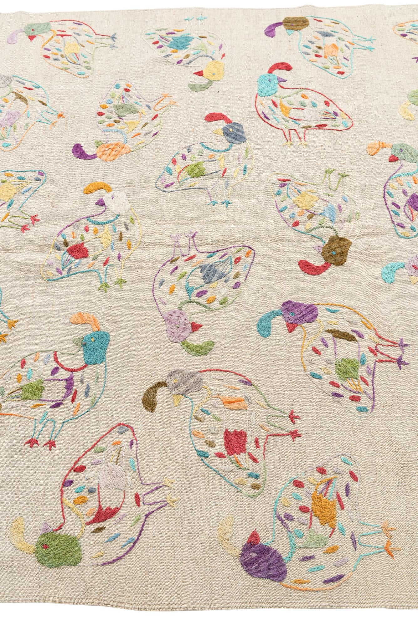 5' 2 x 6' 1 Hand Woven Kilim Suzani Wool Rug