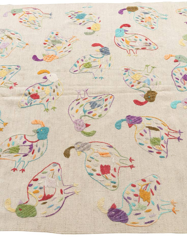 Detail image of 5' 2 x 6' 1  Hand Woven Kilim Suzani Wool Rug