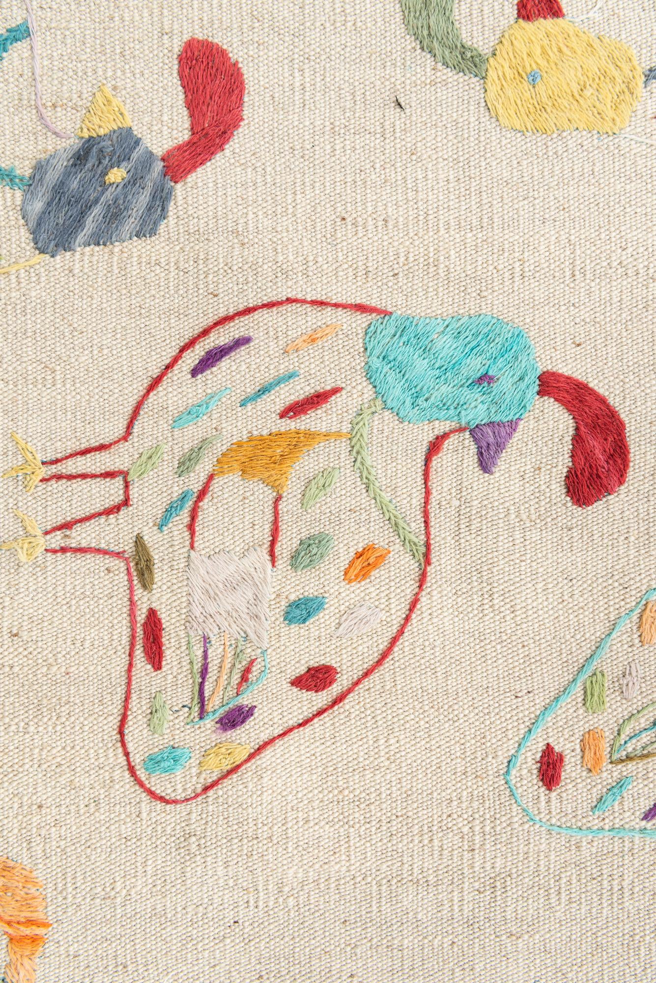 5' 2 x 6' 1 Hand Woven Kilim Suzani Wool Rug