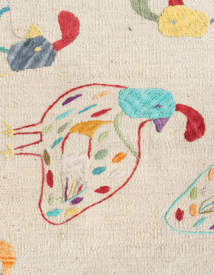 Detail image of 5' 2 x 6' 1  Hand Woven Kilim Suzani Wool Rug