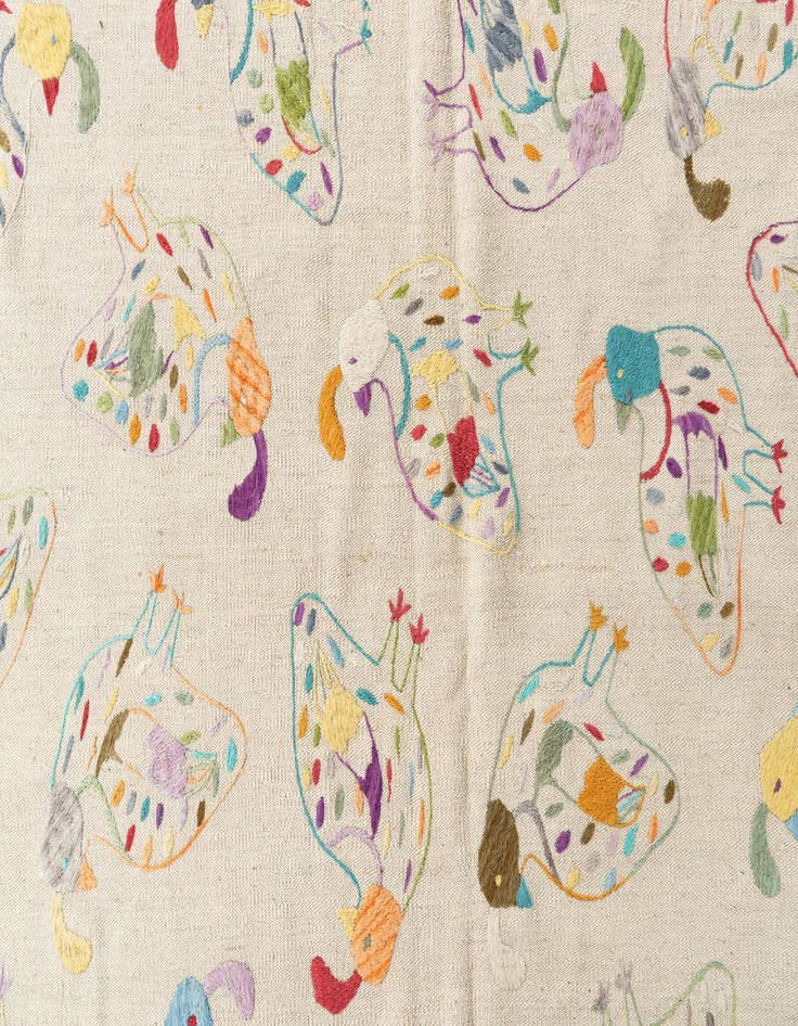 Detail image of 5' 2 x 6' 1  Hand Woven Kilim Suzani Wool Rug