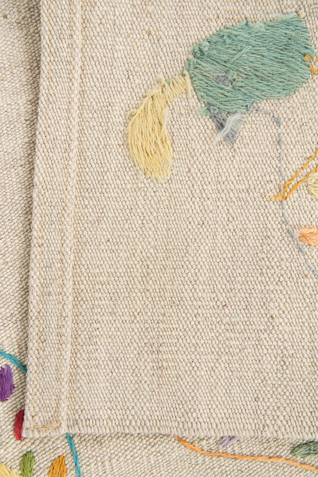 5' 2 x 6' 1 Hand Woven Kilim Suzani Wool Rug