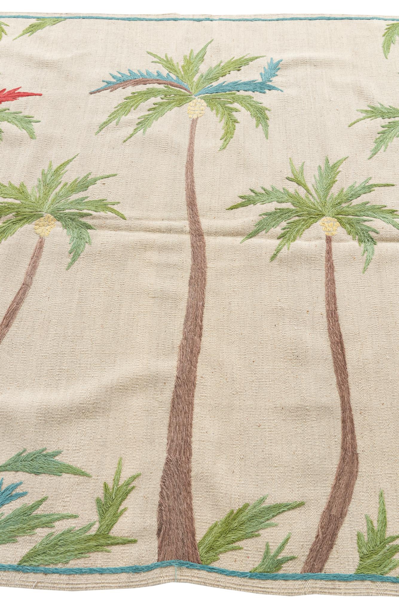 5' 1 x 6' 6 Hand Woven Kilim Suzani Wool Rug