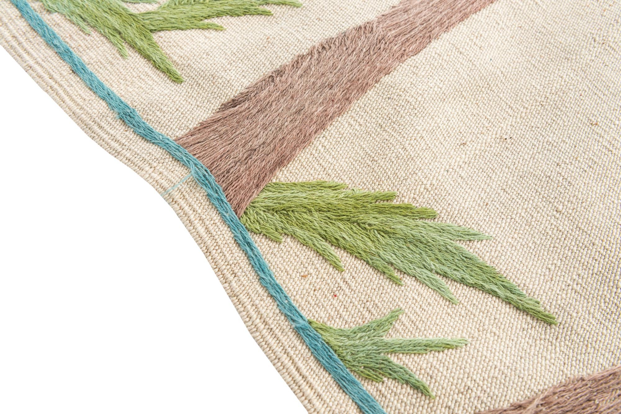 5' 1 x 6' 6 Hand Woven Kilim Suzani Wool Rug