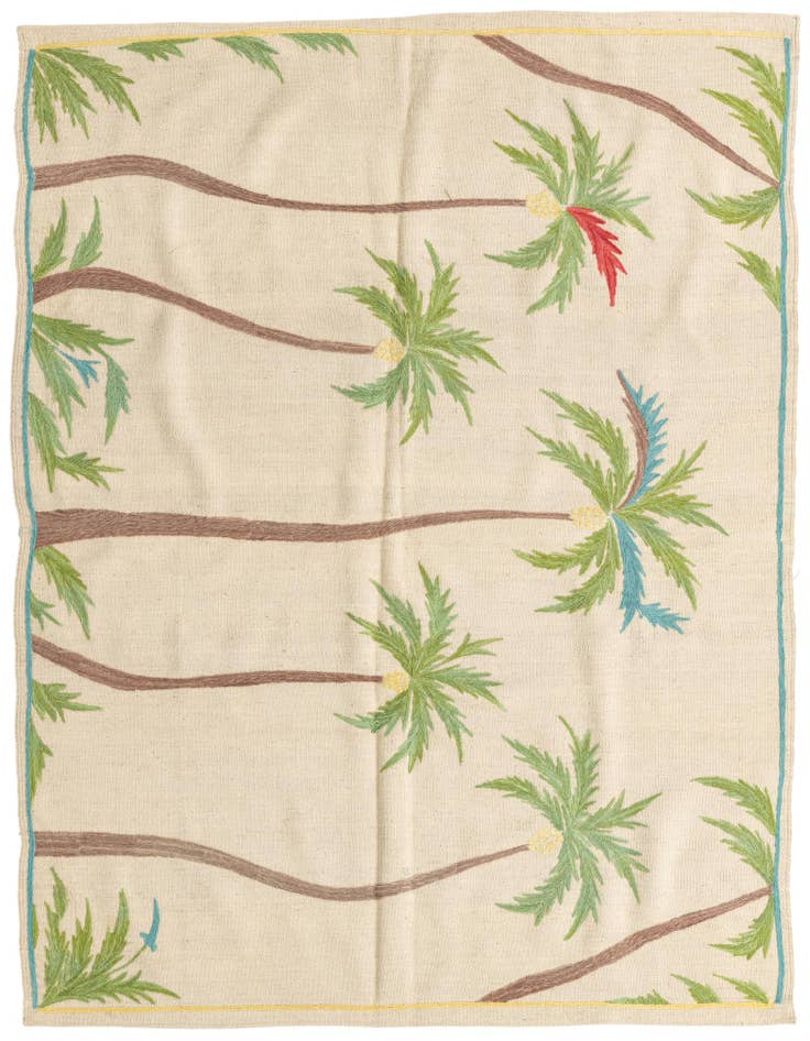 Detail image of 5' 1 x 6' 6 Hand Woven Kilim Suzani Wool Rug