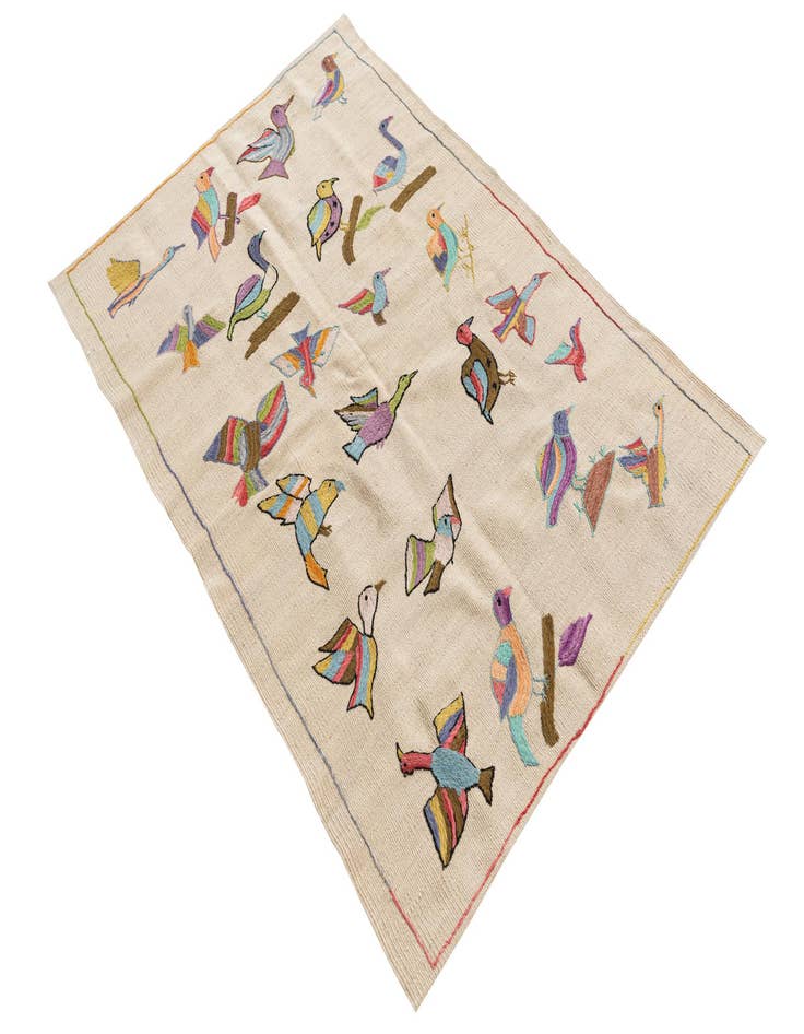 Detail image of 3' 3 x 4' 9 Hand Woven Kilim Suzani Wool Rug