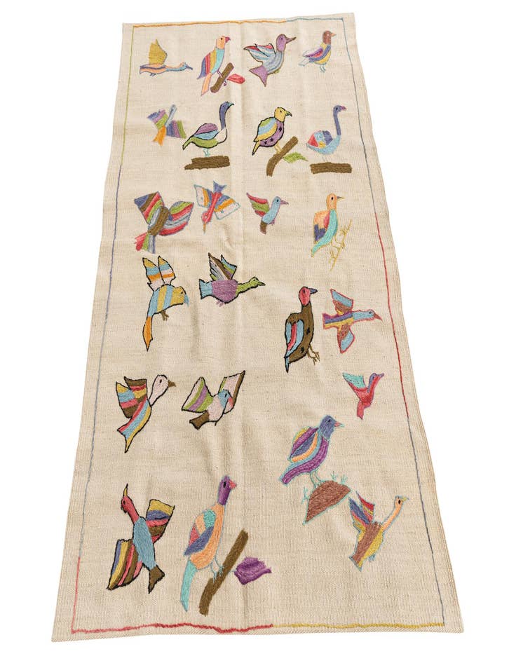 Detail image of 3' 3 x 4' 9  Hand Woven Kilim Suzani Wool Rug