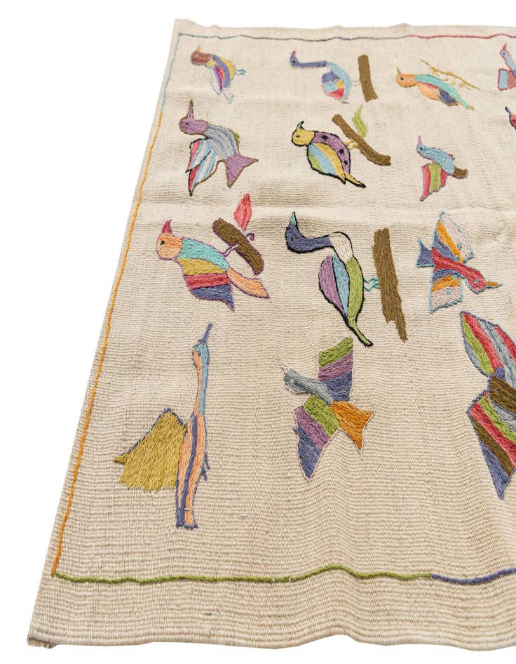 Detail image of 3' 3 x 4' 9  Hand Woven Kilim Suzani Wool Rug