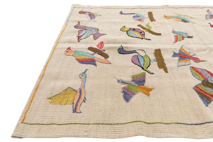 3' 3 x 4' 9 Hand Woven Kilim Suzani Wool Rug