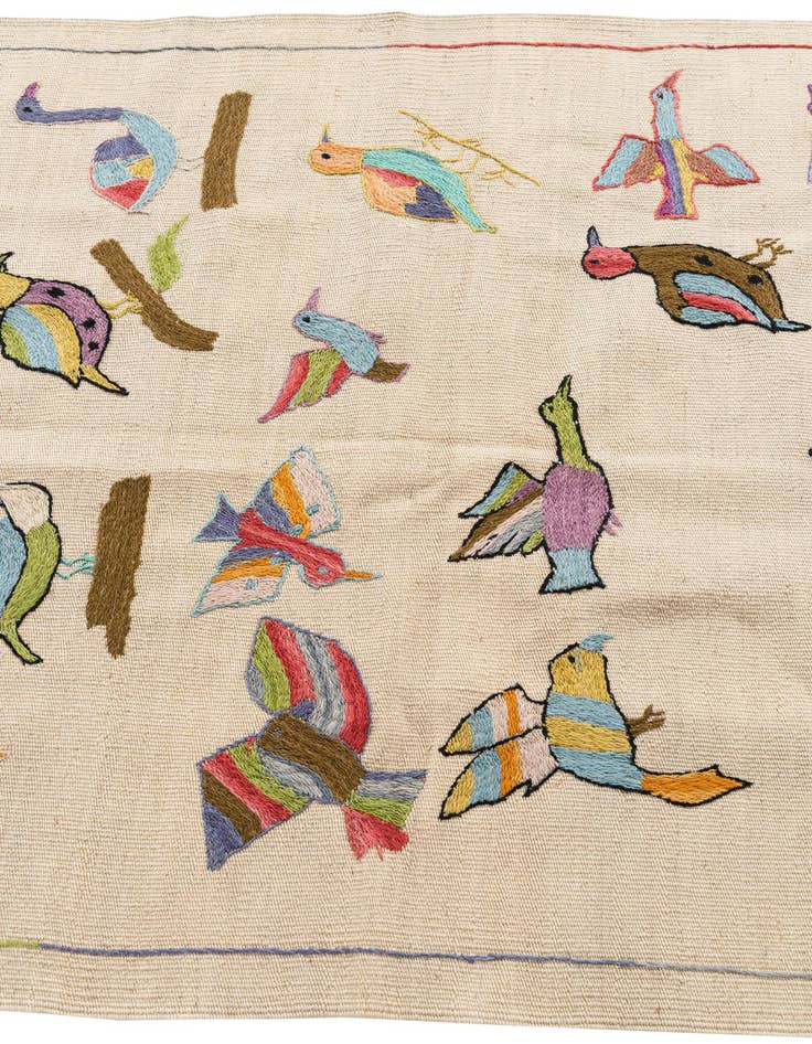 Detail image of 3' 3 x 4' 9 Hand Woven Kilim Suzani Wool Rug