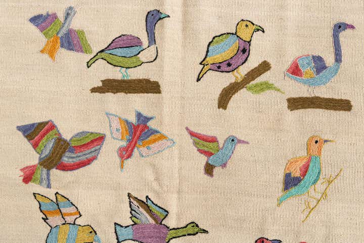 3' 3 x 4' 9 Hand Woven Kilim Suzani Wool Rug