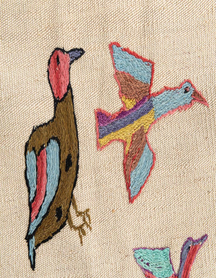 Detail image of 3' 3 x 4' 9  Hand Woven Kilim Suzani Wool Rug