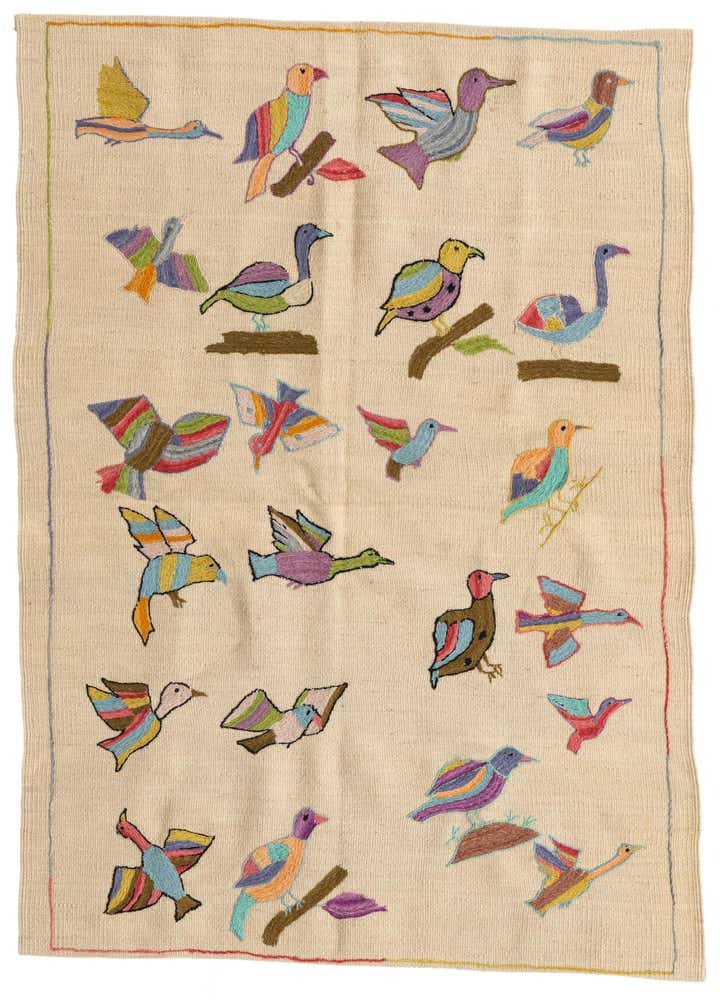 3' 3 x 4' 9 Hand Woven Kilim Suzani Wool Rug