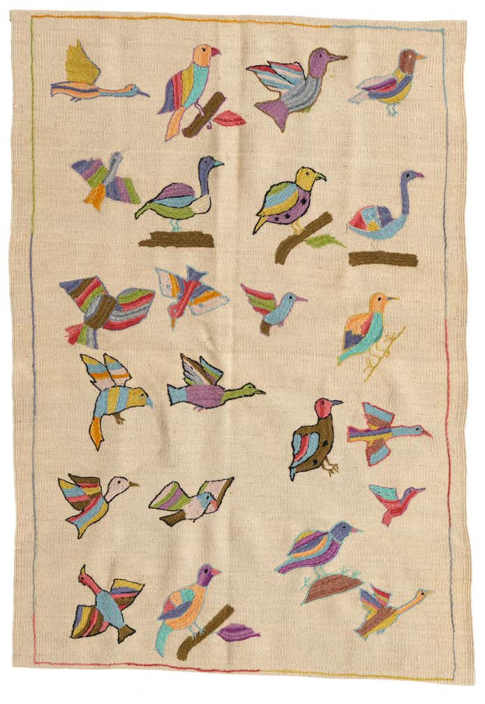 3' 3 x 4' 9 Hand Woven Kilim Suzani Wool Rug