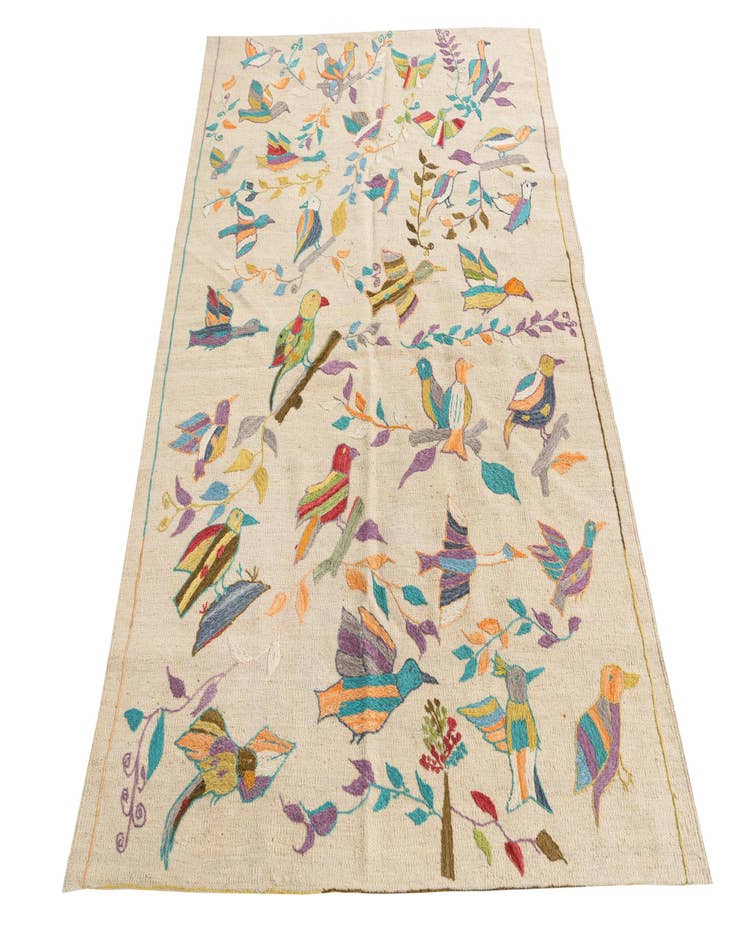 Detail image of 4' 2 x 6'  Hand Woven Kilim Suzani Wool Rug