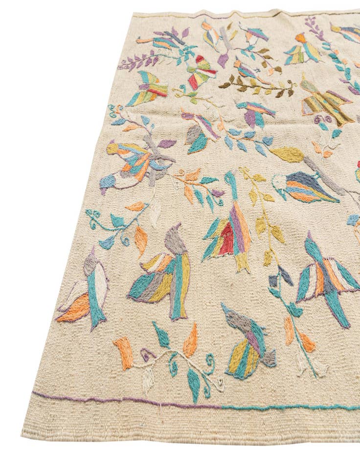 Detail image of 4' 2 x 6'  Hand Woven Kilim Suzani Wool Rug