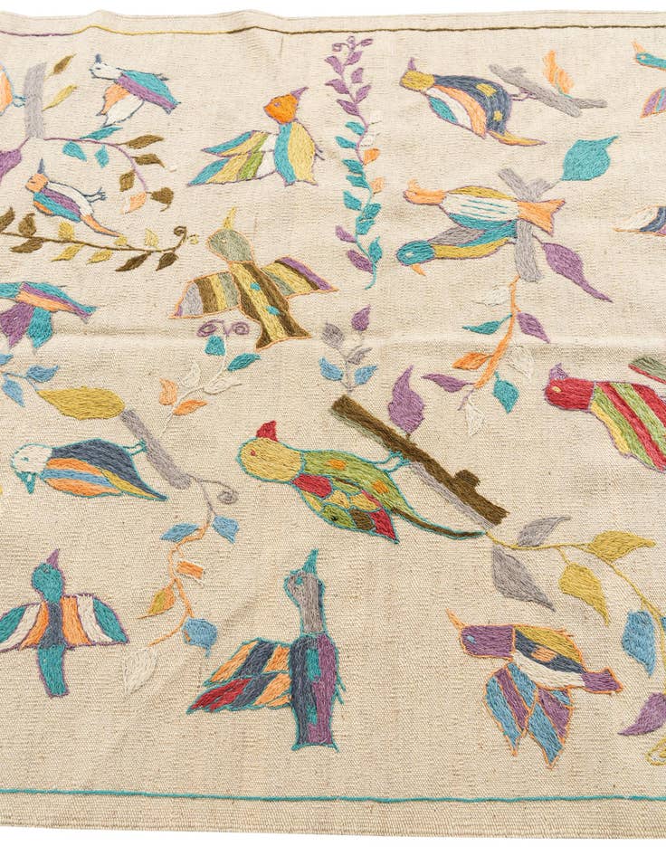 Detail image of 4' 2 x 6'  Hand Woven Kilim Suzani Wool Rug