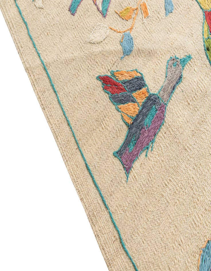 Detail image of 4' 2 x 6'  Hand Woven Kilim Suzani Wool Rug