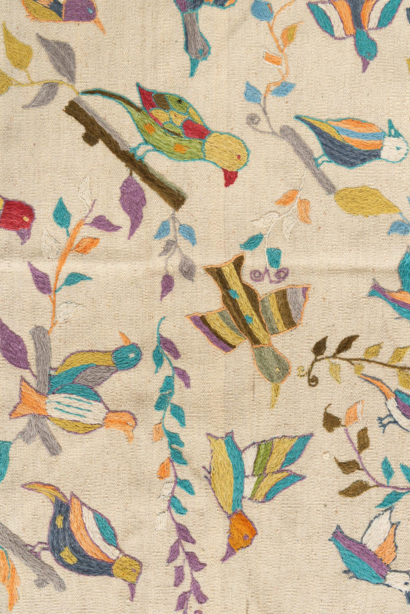 4' 2 x 6' Hand Woven Kilim Suzani Wool Rug