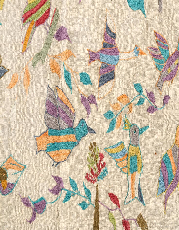 Detail image of 4' 2 x 6'  Hand Woven Kilim Suzani Wool Rug