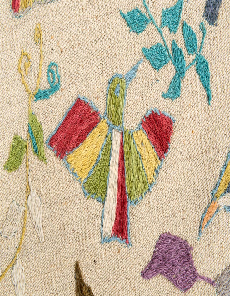 Detail image of 4' 2 x 6'  Hand Woven Kilim Suzani Wool Rug