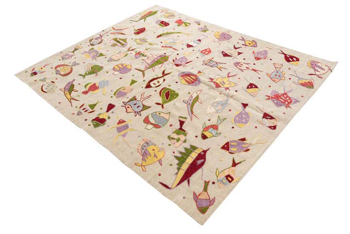 5' x 6' 1 Hand Woven Kilim Suzani Wool Rug