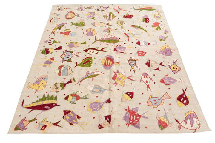 5' x 6' 1 Hand Woven Kilim Suzani Wool Rug