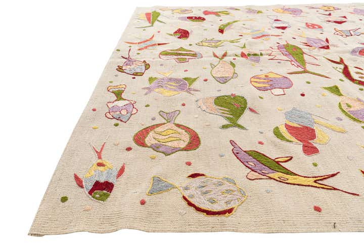 5' x 6' 1 Hand Woven Kilim Suzani Wool Rug