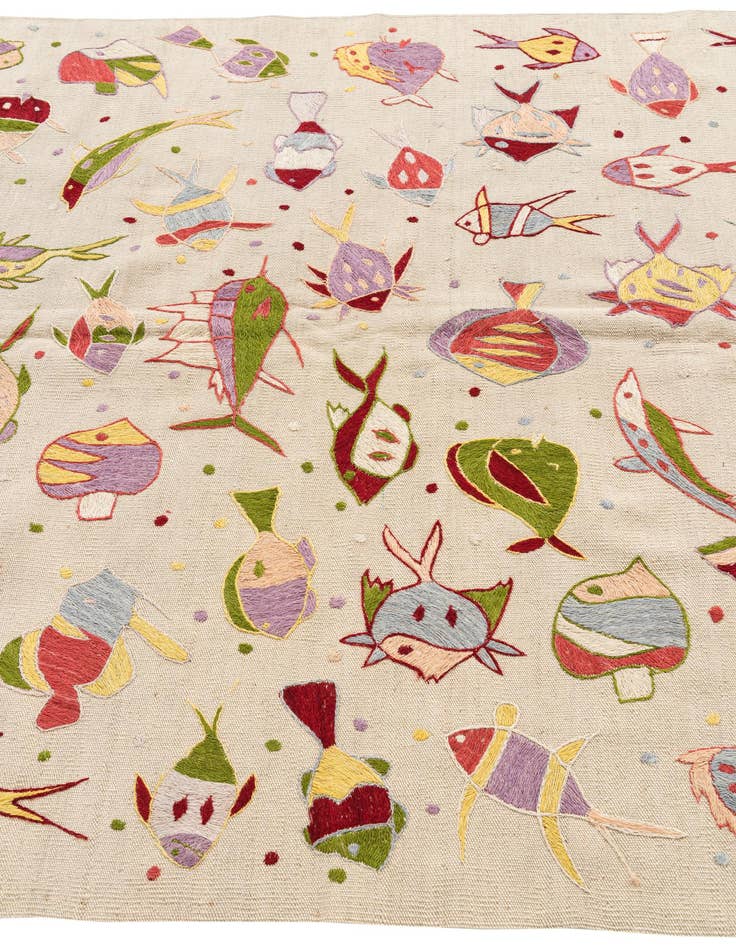 Detail image of 5' x 6' 1  Hand Woven Kilim Suzani Wool Rug