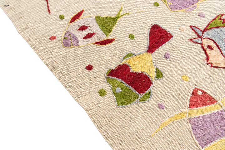 5' x 6' 1 Hand Woven Kilim Suzani Wool Rug