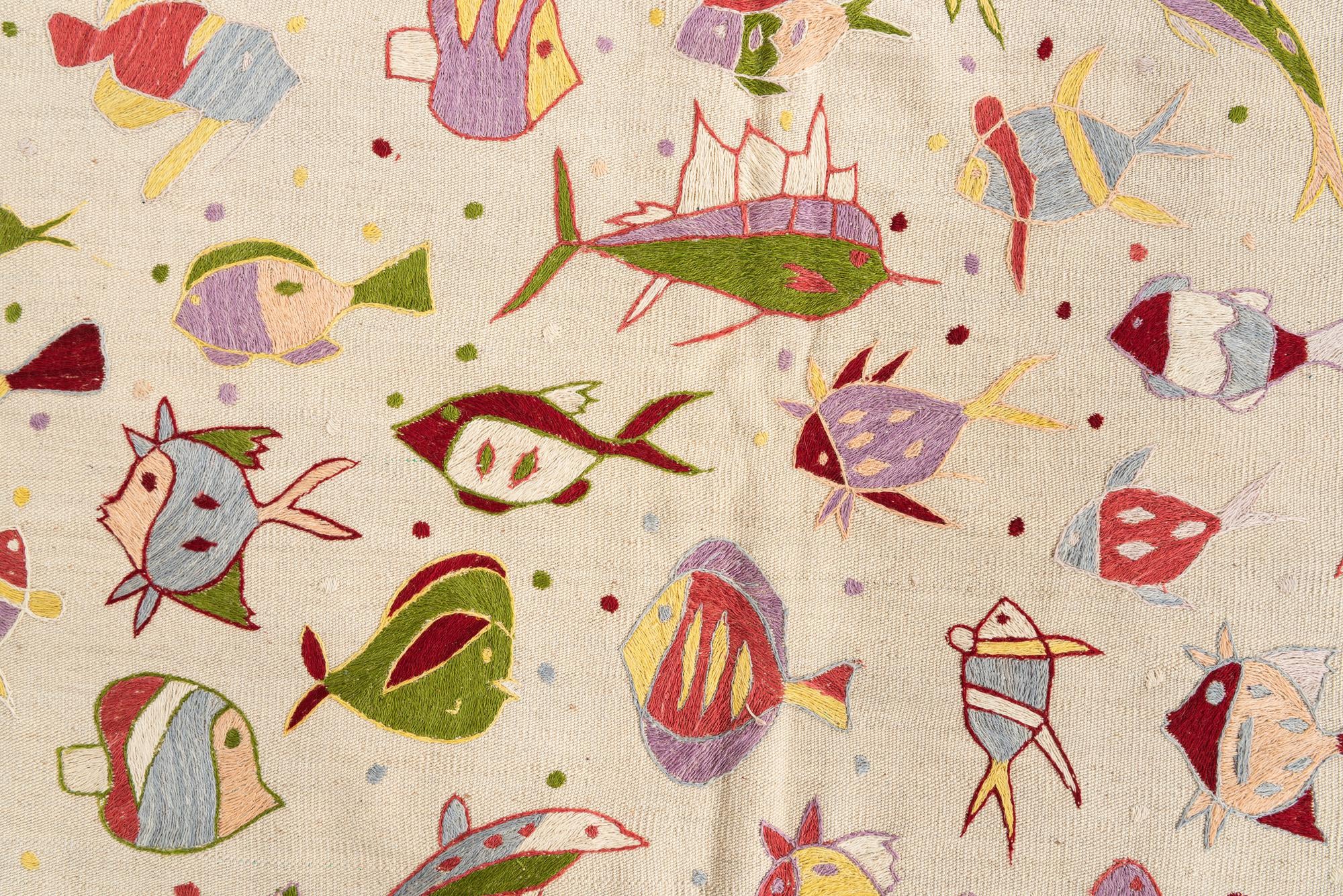 5' x 6' 1 Hand Woven Kilim Suzani Wool Rug