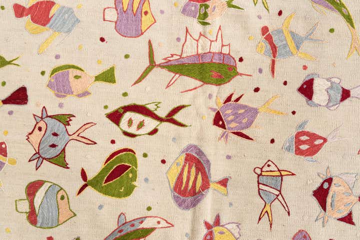 5' x 6' 1 Hand Woven Kilim Suzani Wool Rug