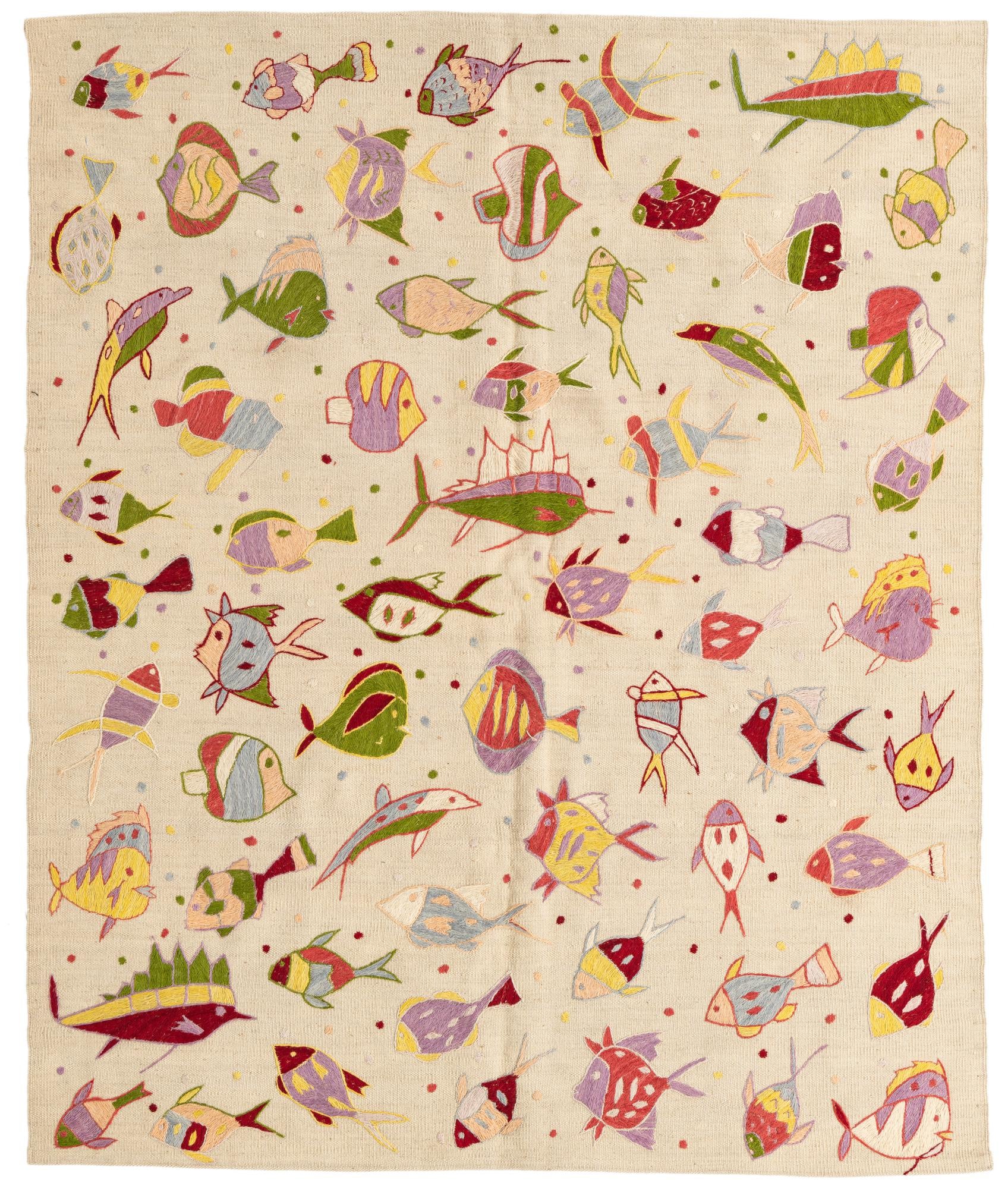 5' x 6' 1 Hand Woven Kilim Suzani Wool Rug