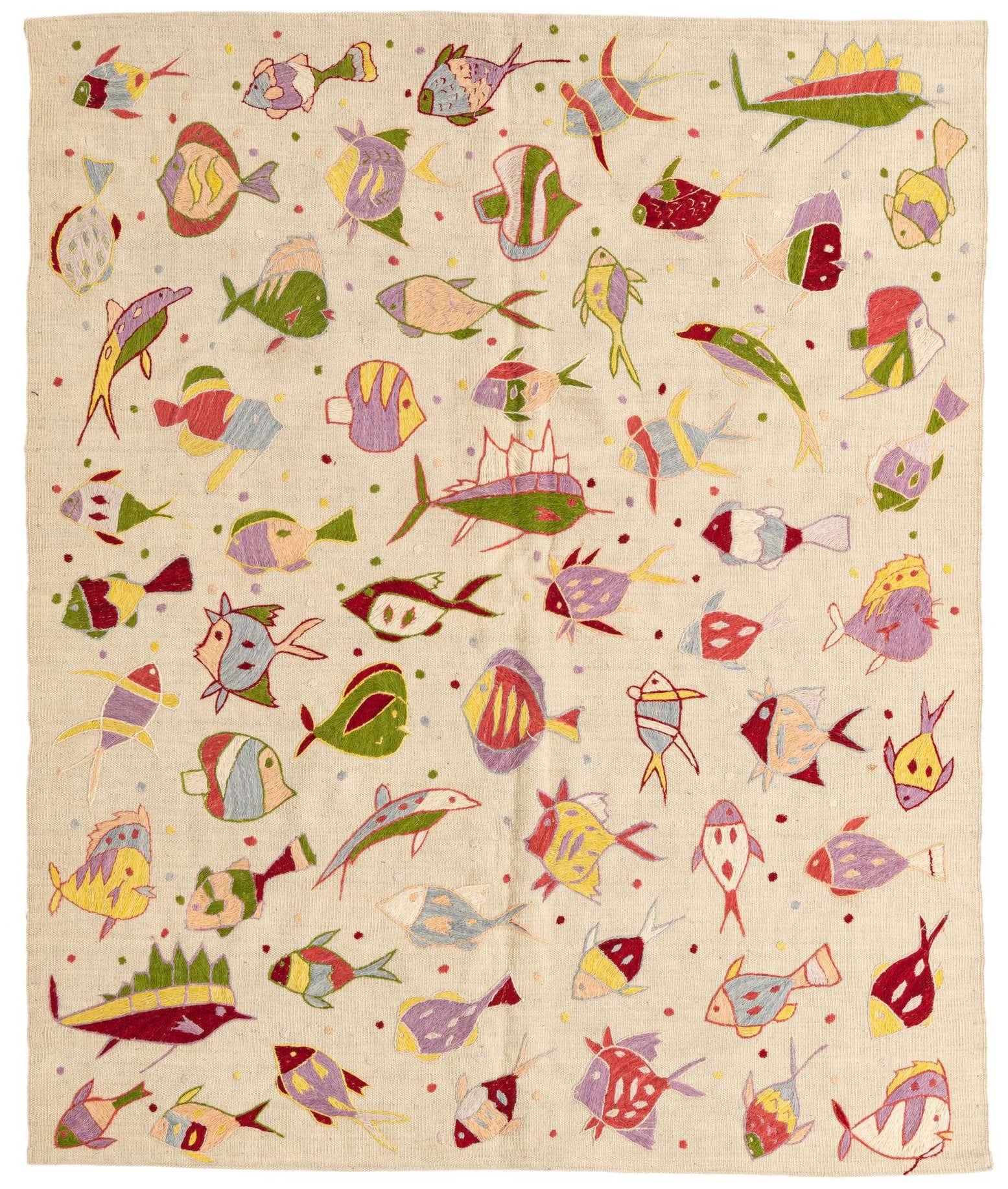 5' x 6' 1 Hand Woven Kilim Suzani Wool Rug