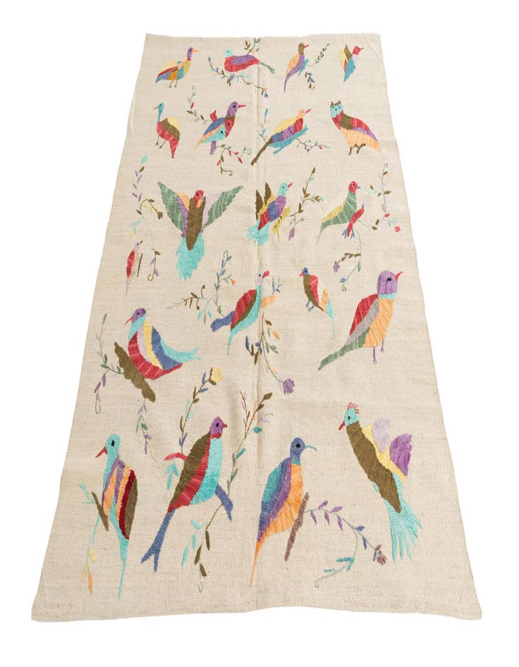 Detail image of 4' 2 x 5' 6  Hand Woven Kilim Suzani Wool Rug