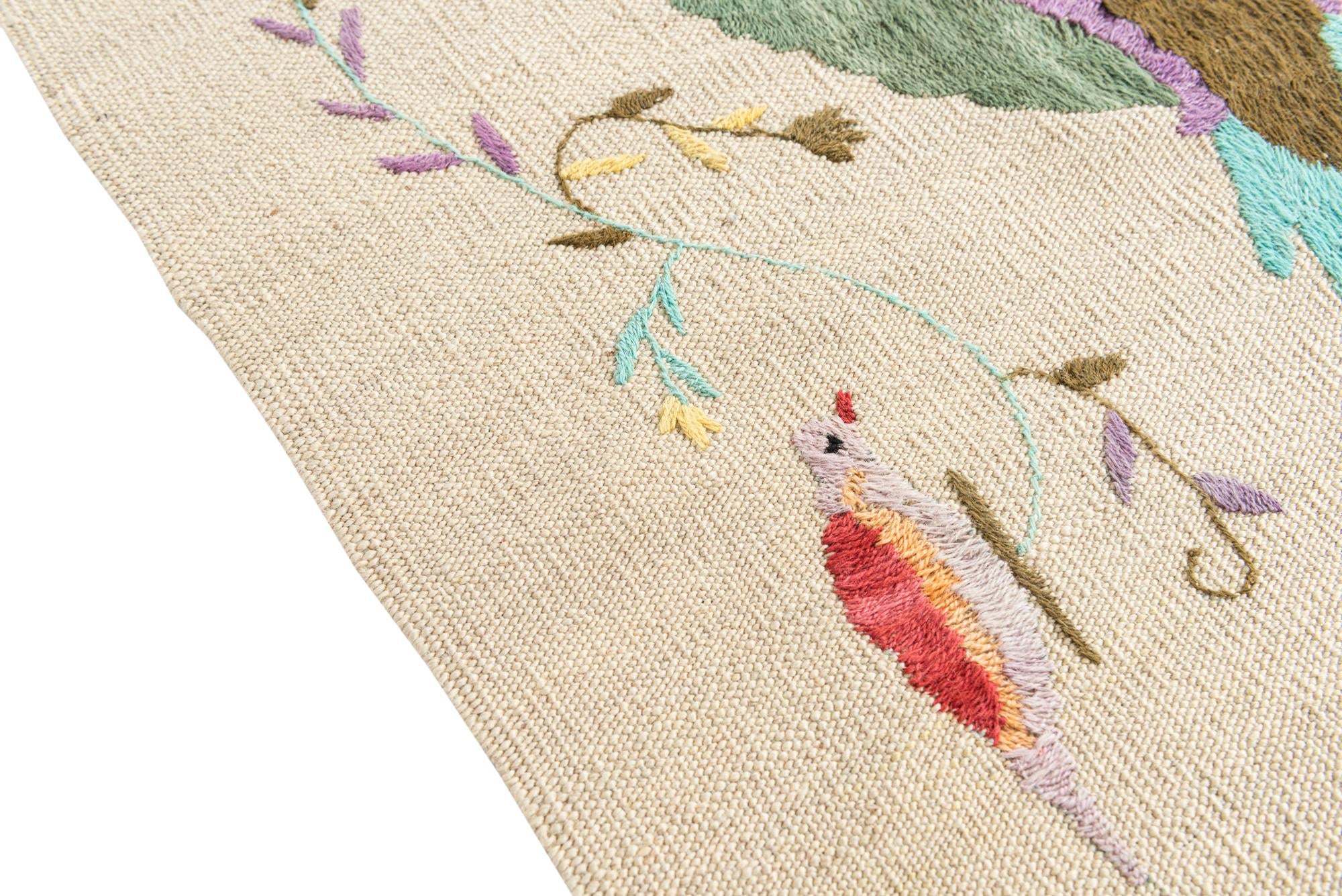 4' 2 x 5' 6 Hand Woven Kilim Suzani Wool Rug