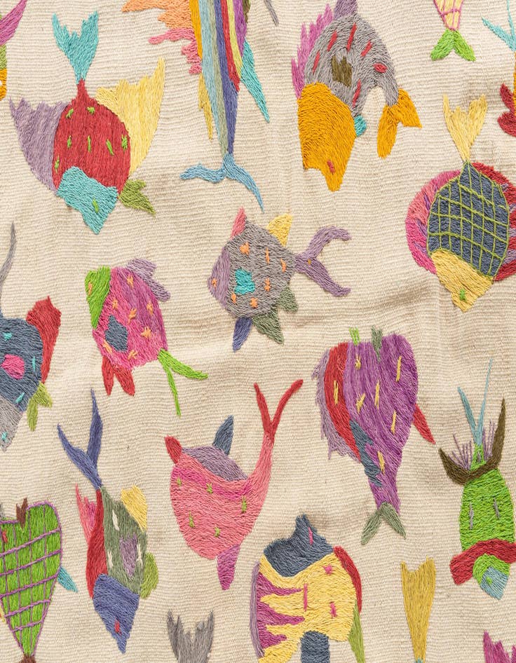 Detail image of 3' 3 x 4' 5  Hand Woven Kilim Suzani Wool Rug