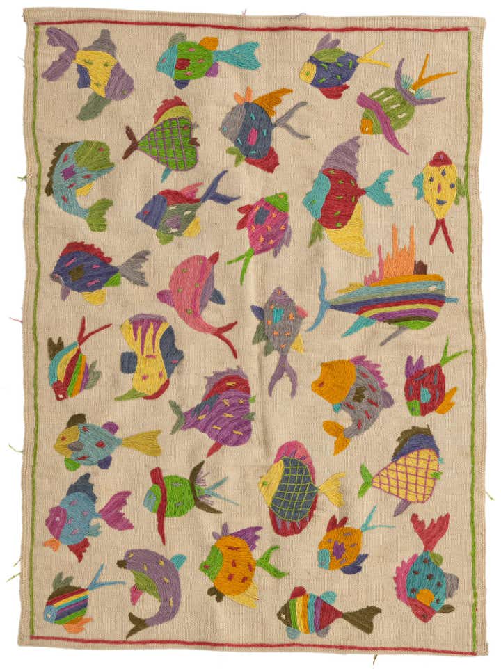 3' 3 x 4' 5 Hand Woven Kilim Suzani Wool Rug