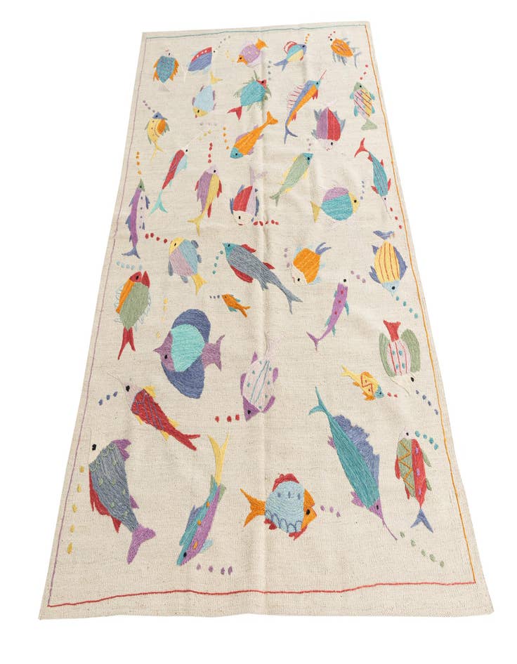 Detail image of 4' 2 x 5' 9  Hand Woven Kilim Suzani Wool Rug