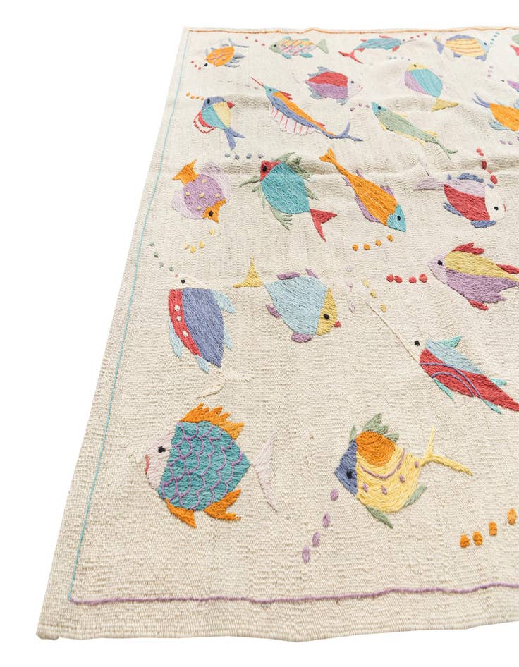 Detail image of 4' 2 x 5' 9  Hand Woven Kilim Suzani Wool Rug