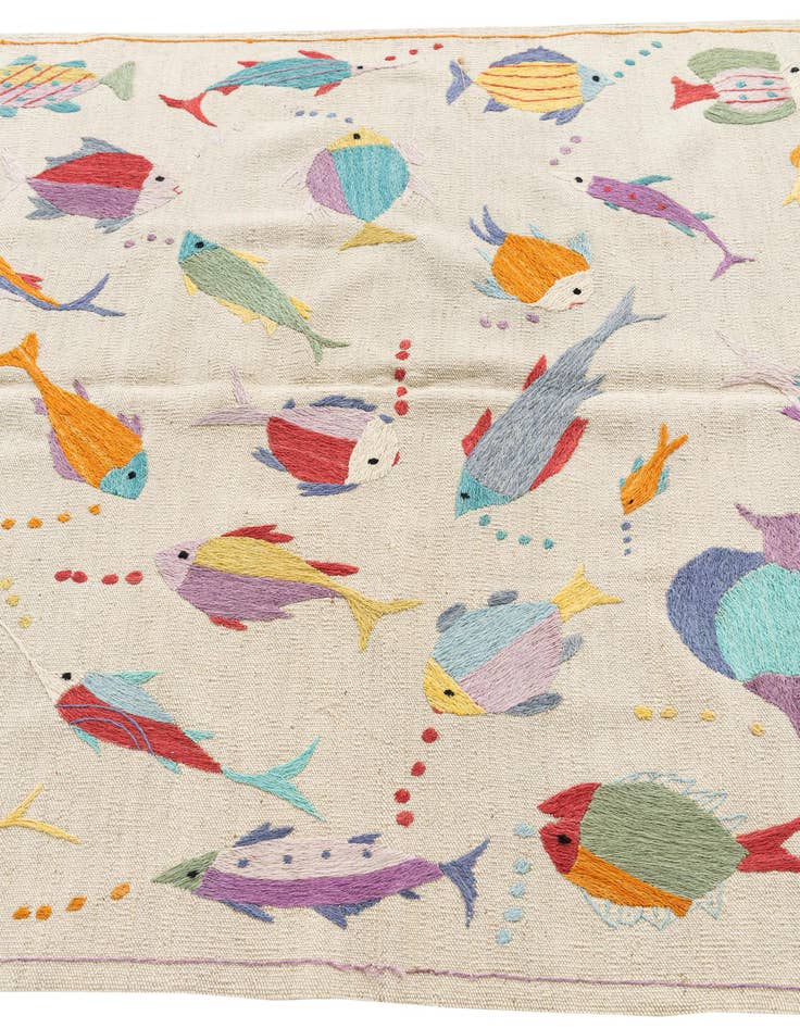 Detail image of 4' 2 x 5' 9  Hand Woven Kilim Suzani Wool Rug