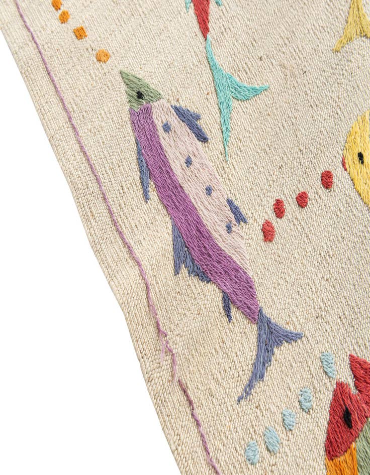 Detail image of 4' 2 x 5' 9  Hand Woven Kilim Suzani Wool Rug