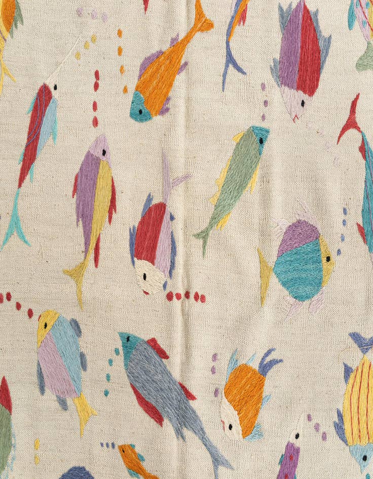 Detail image of 4' 2 x 5' 9  Hand Woven Kilim Suzani Wool Rug