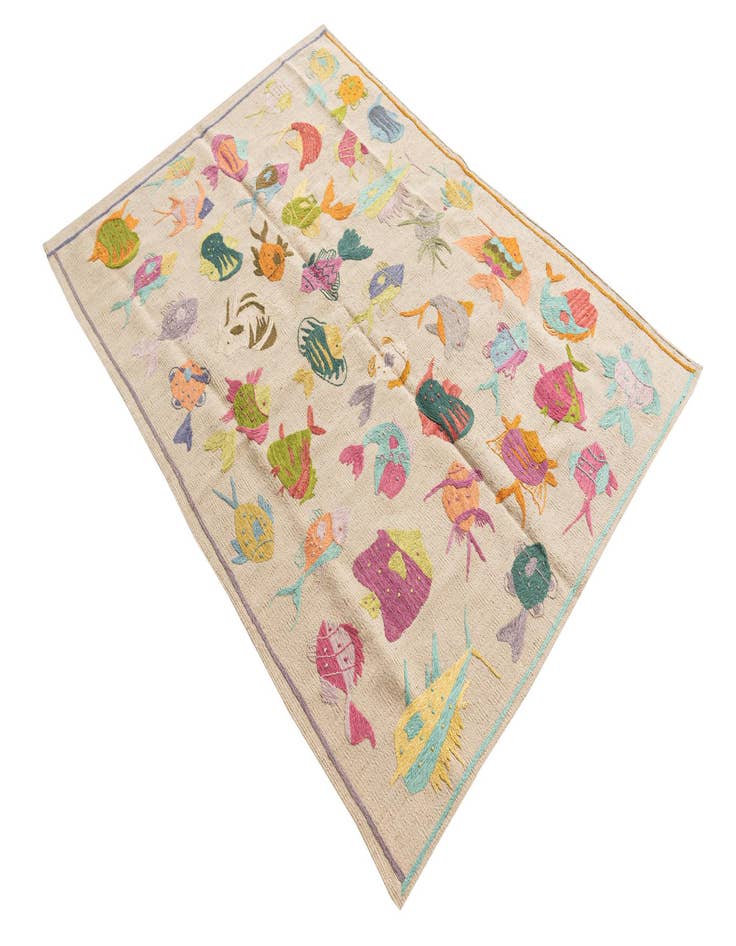 Detail image of 4' x 5' 7  Hand Woven Kilim Suzani Wool Rug