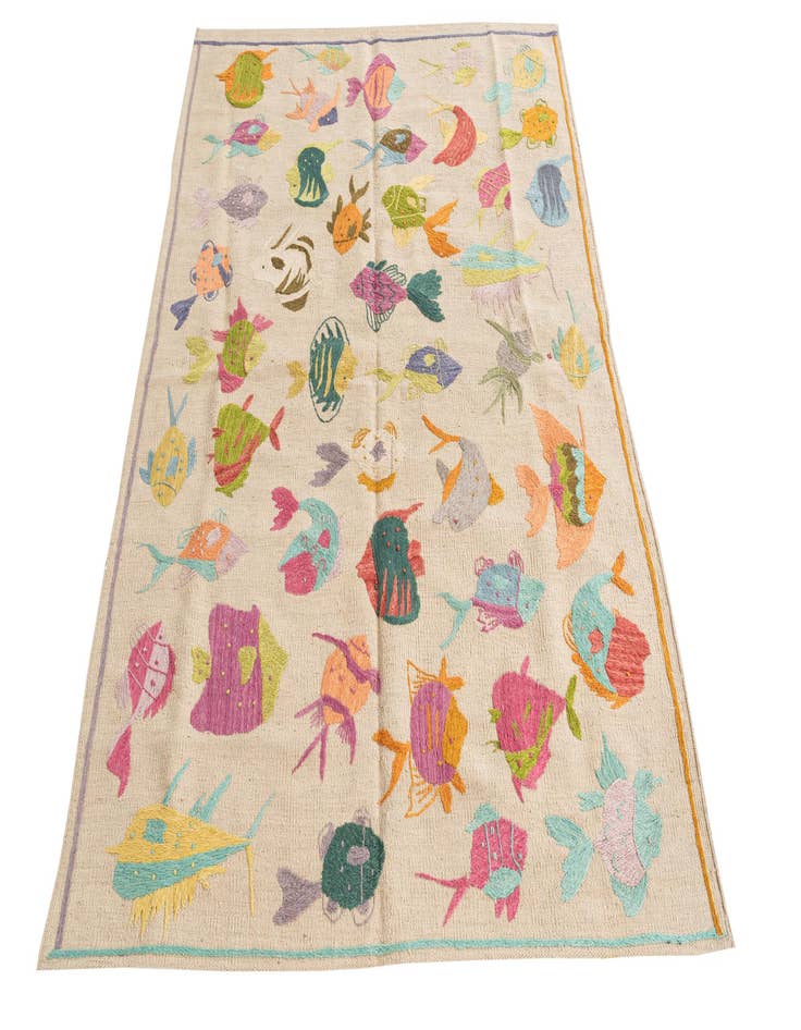 Detail image of 4' x 5' 7  Hand Woven Kilim Suzani Wool Rug