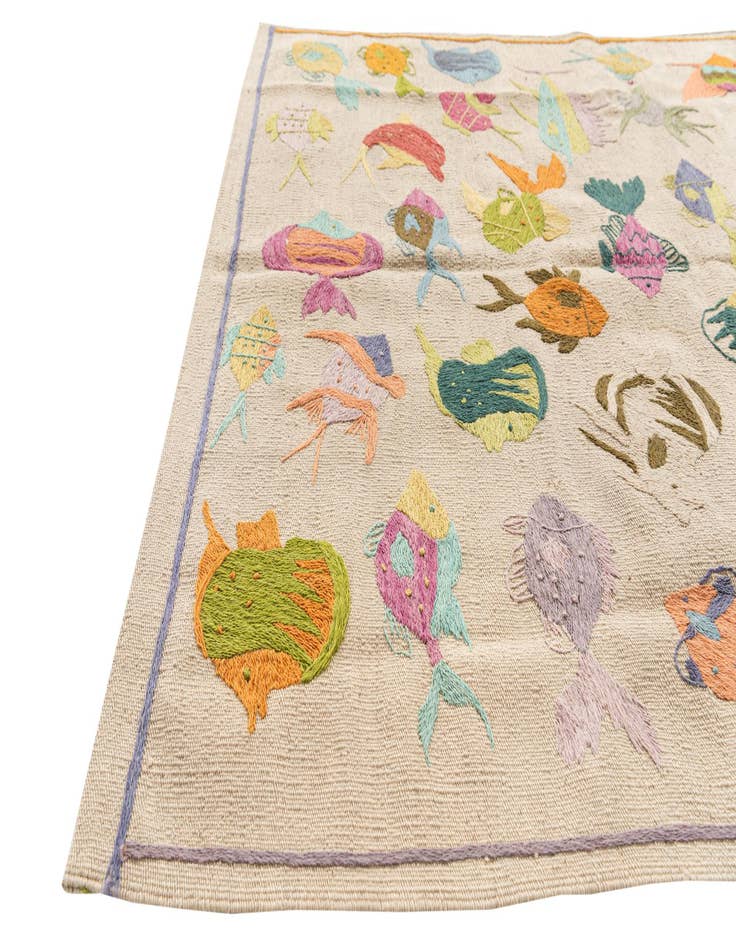 Detail image of 4' x 5' 7  Hand Woven Kilim Suzani Wool Rug