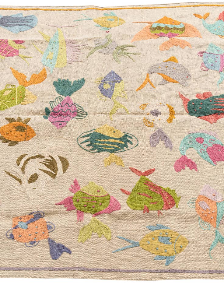 Detail image of 4' x 5' 7  Hand Woven Kilim Suzani Wool Rug